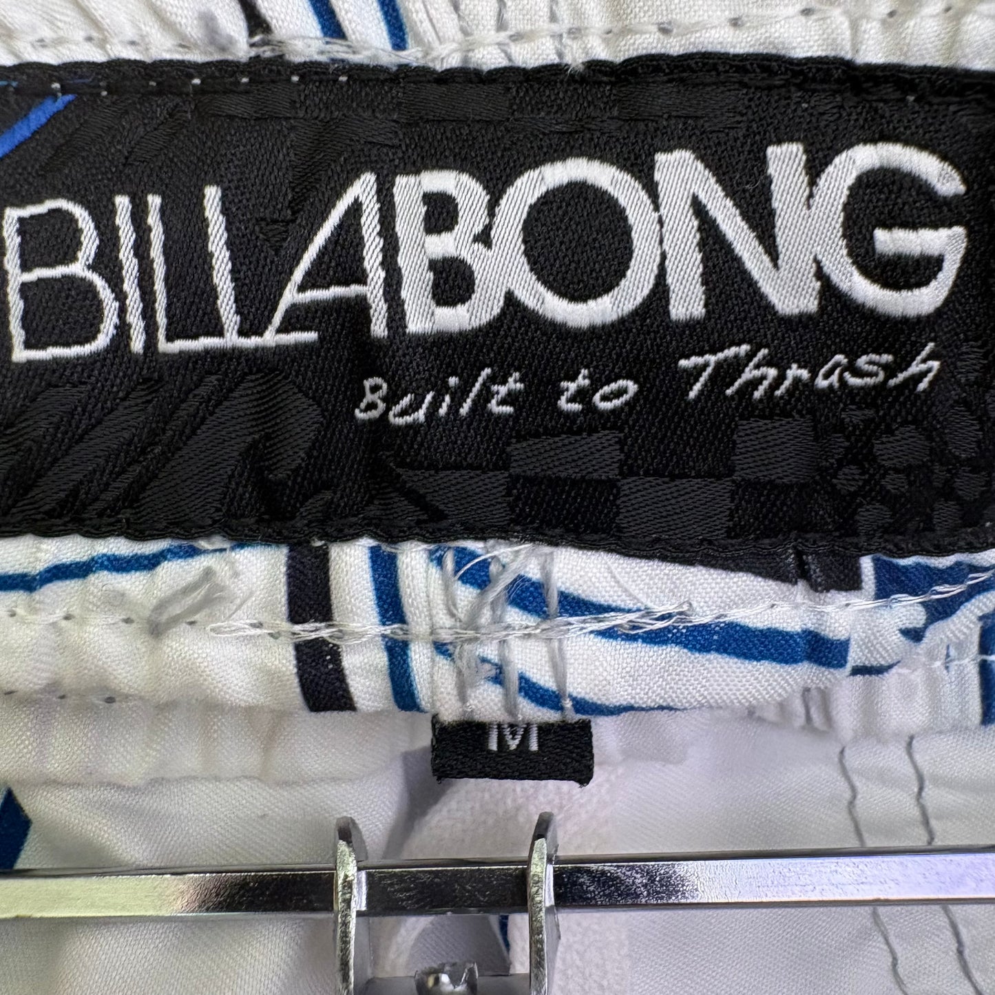 Pantaloncini Costume Billabong Vintage Bianco a Quadri Blu e Neri Anni 2000