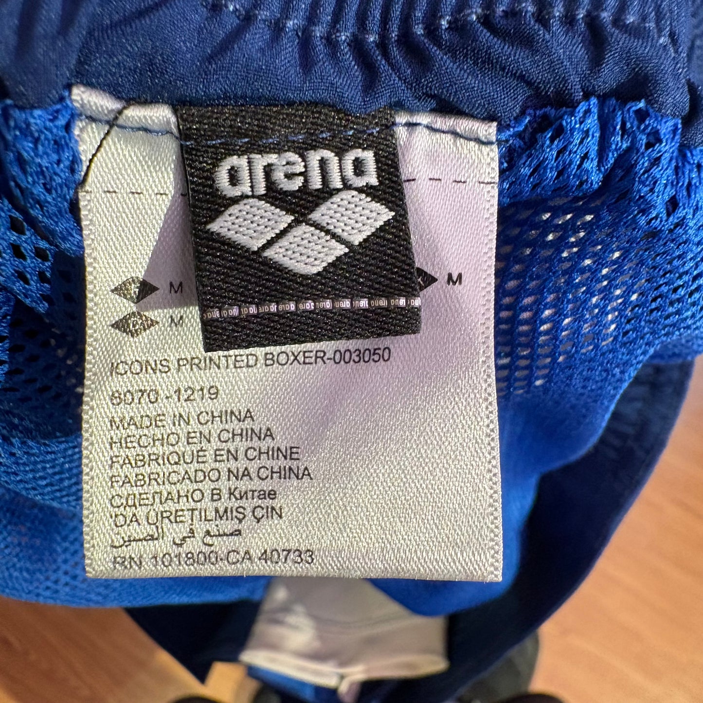 Costume da Bagno Arena Icons Printed Boxer a Righe Bianco Blu M