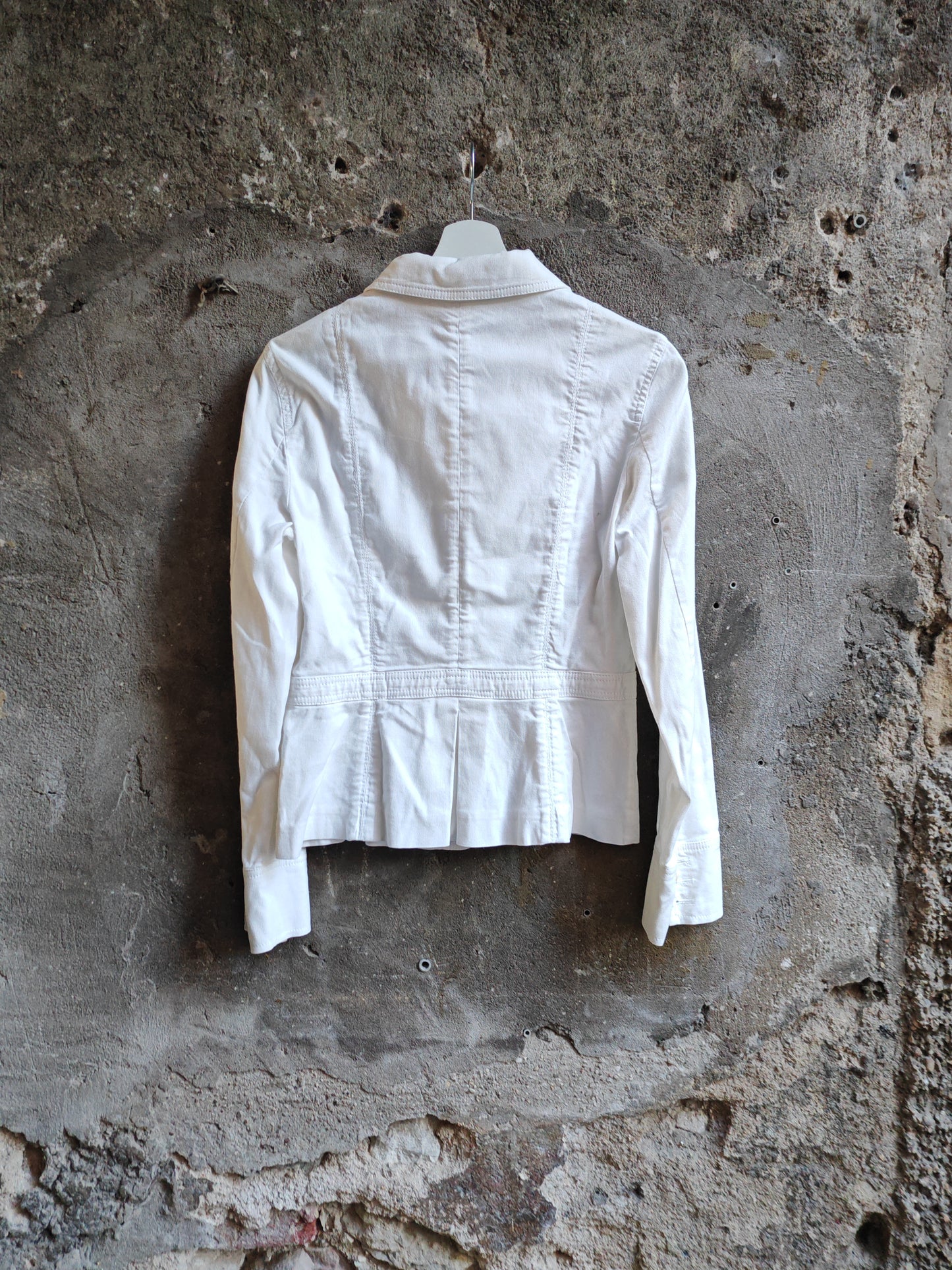 Giacca Bianca Donna Vintage Stile Safari Utility Taglia S