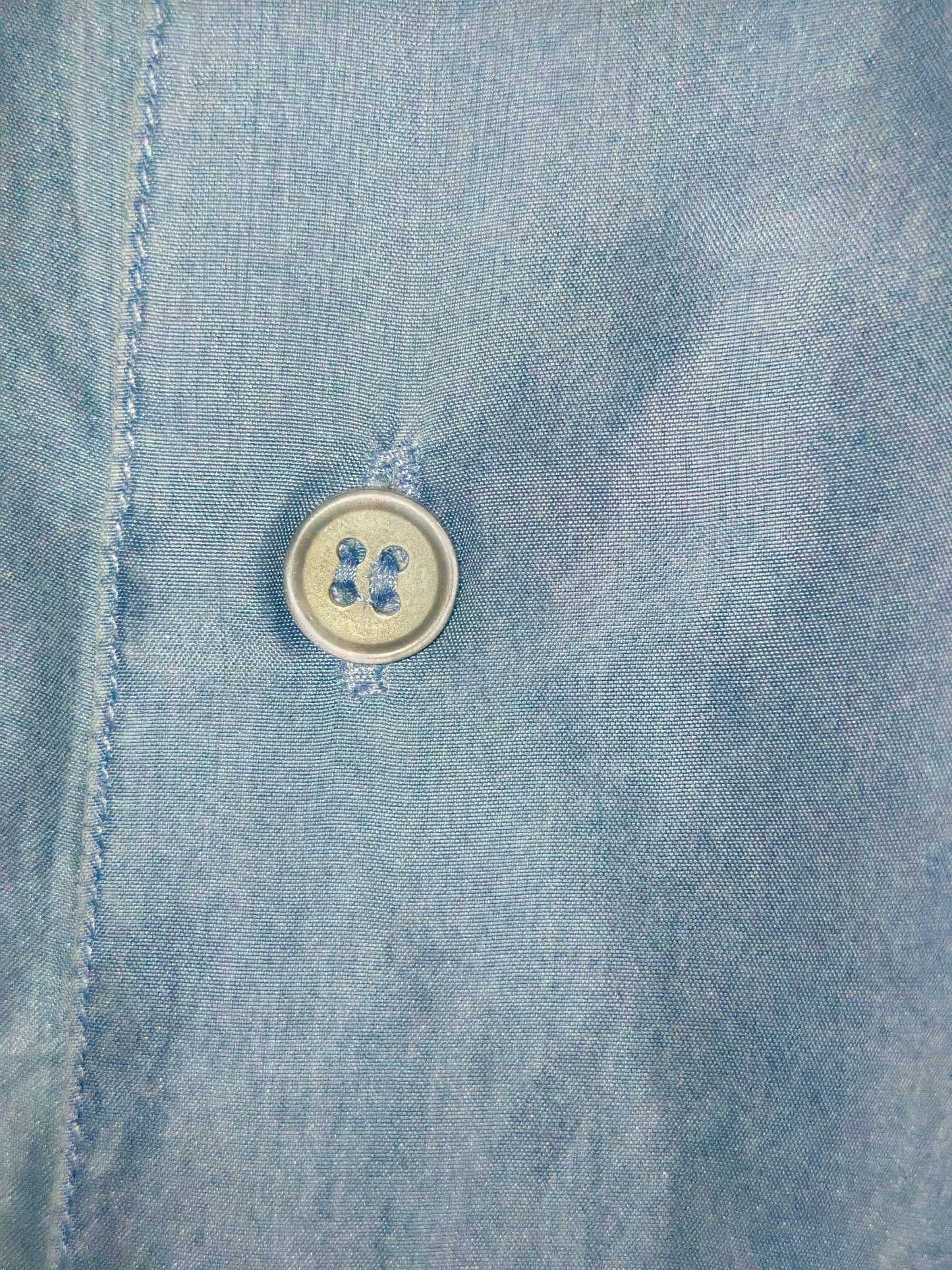 Camicia Vintage Pura Seta Blu Uomo Taglia XL Anni '90