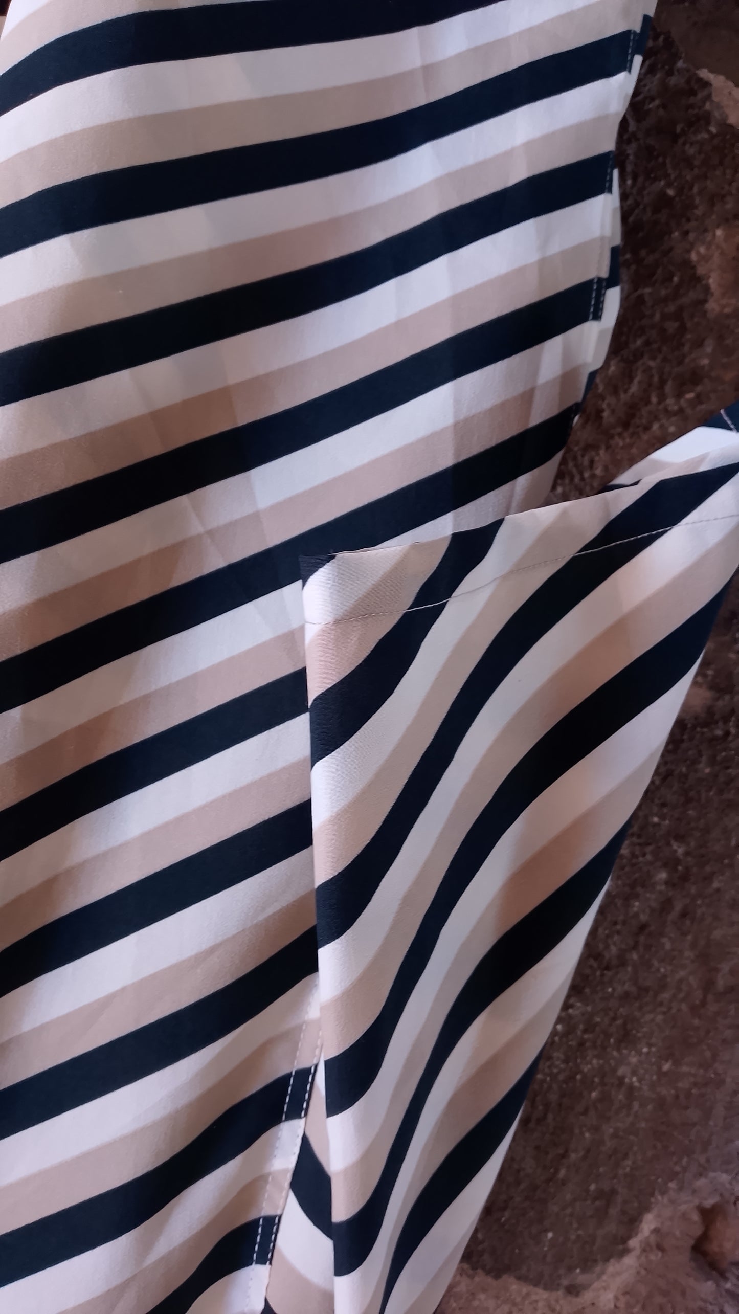 Camicia Uomo Mezza Manica Vintage Anni 70 Alexander Platz Righe Optical Nero Beige Made in Italy Taglia L