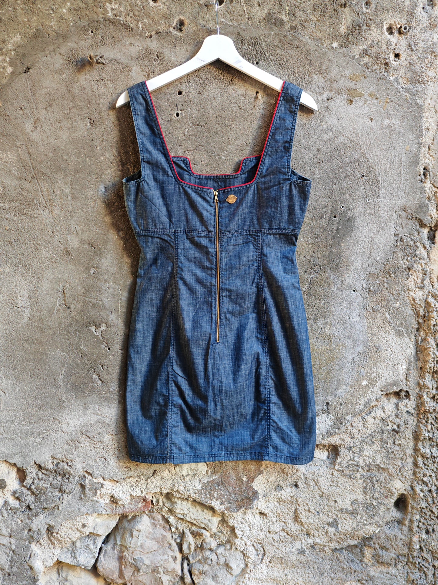 Abito Frankie Morello Milano in denim blu con zip frontale
