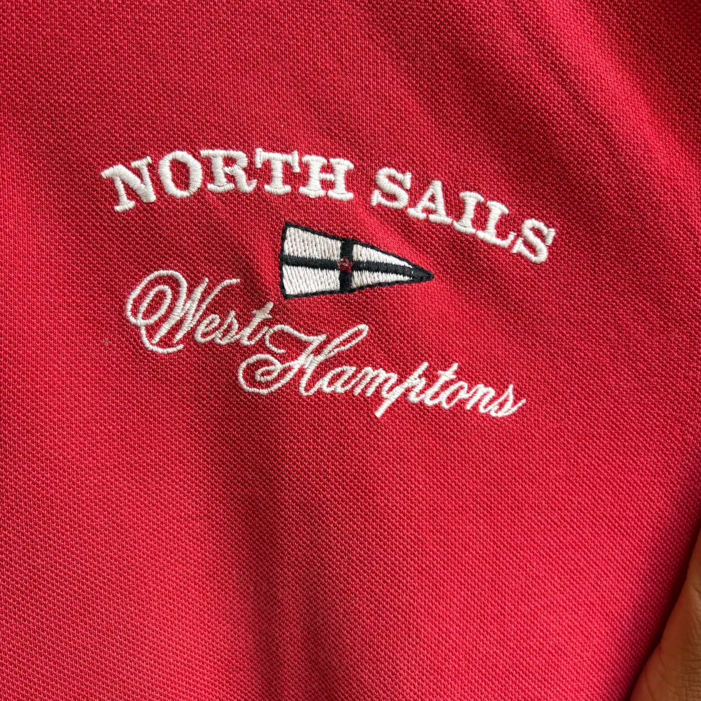 Polo North Sails Rossa Vintage Colletto Grigio Ricamo "West Hamptons"