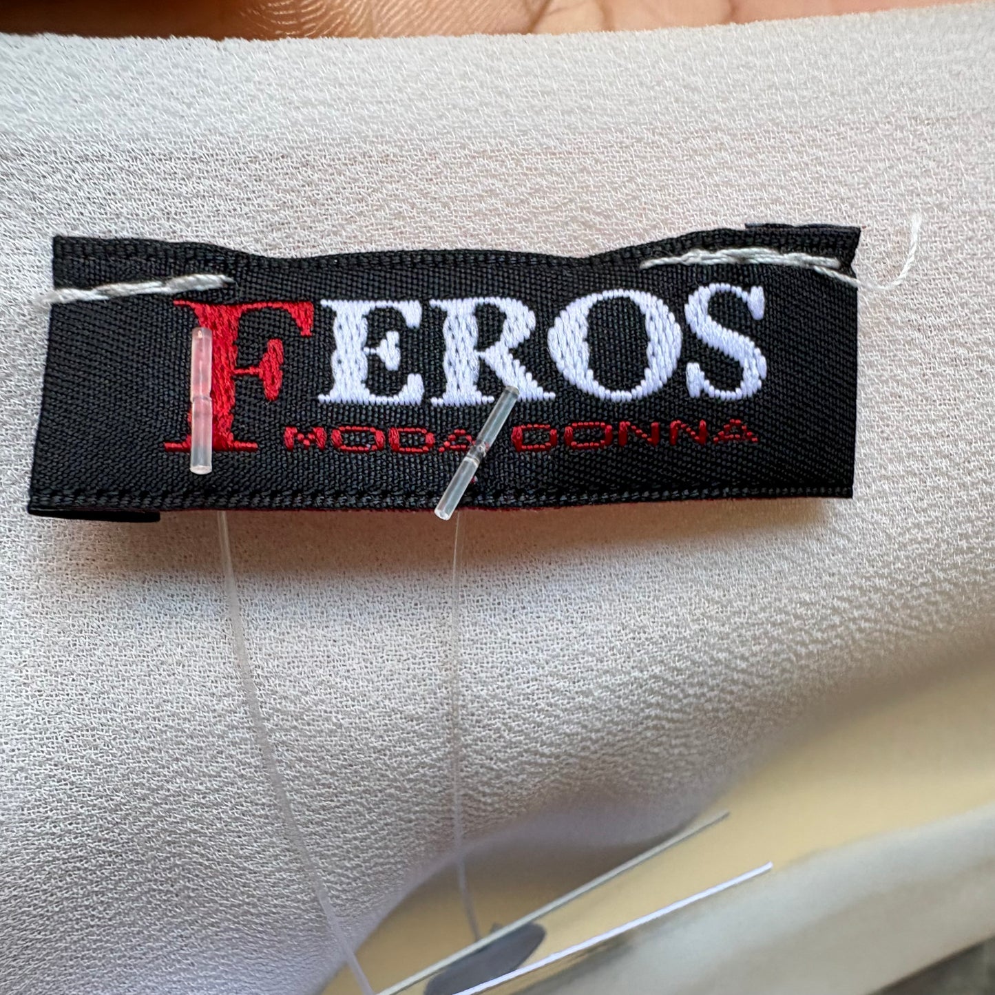 Pantaloni Feros Moda Donna Bianchi Cropped con Risvolto e Coulisse