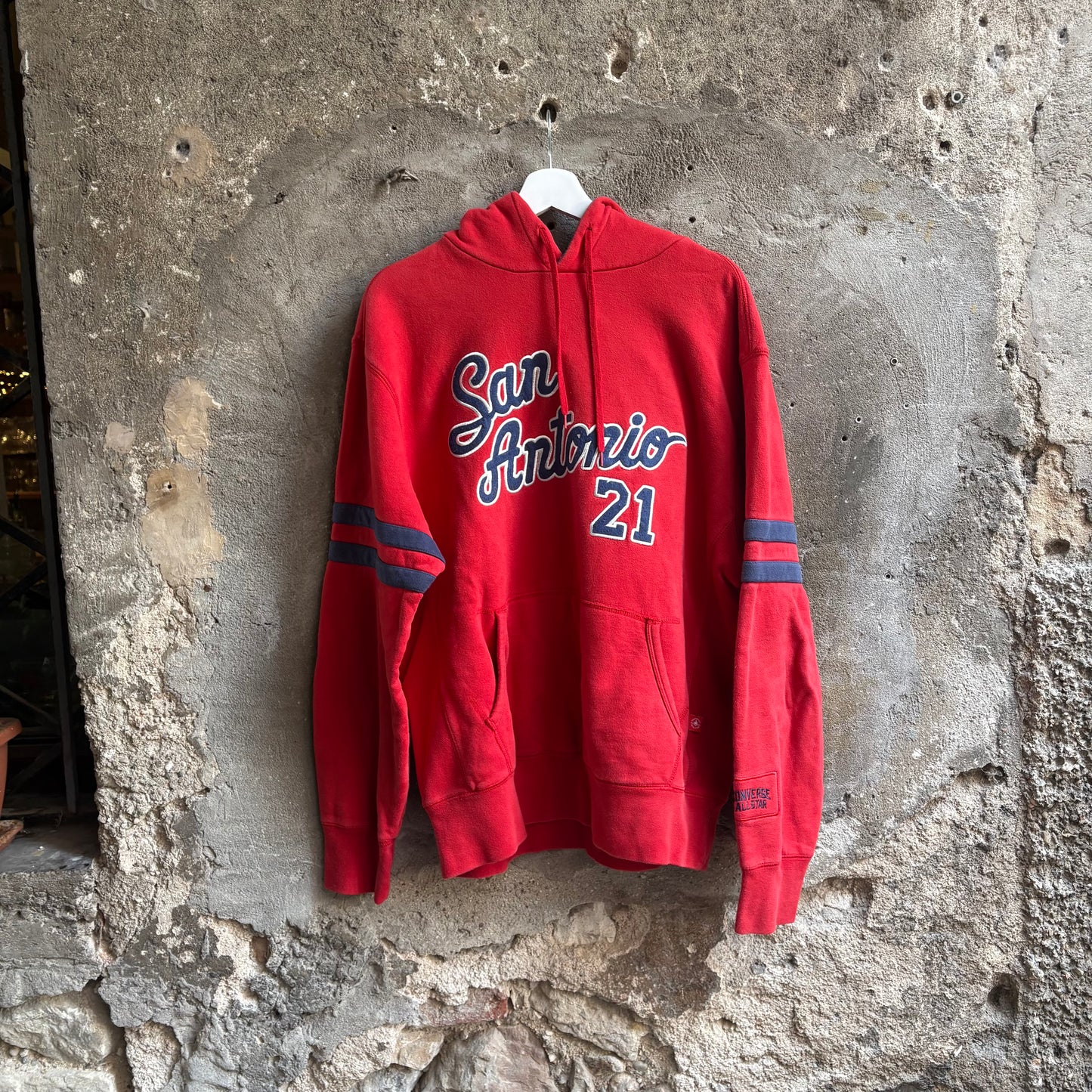 Felpa Converse Vintage Rossa "San Antonio 21" Big Logo Americana XL