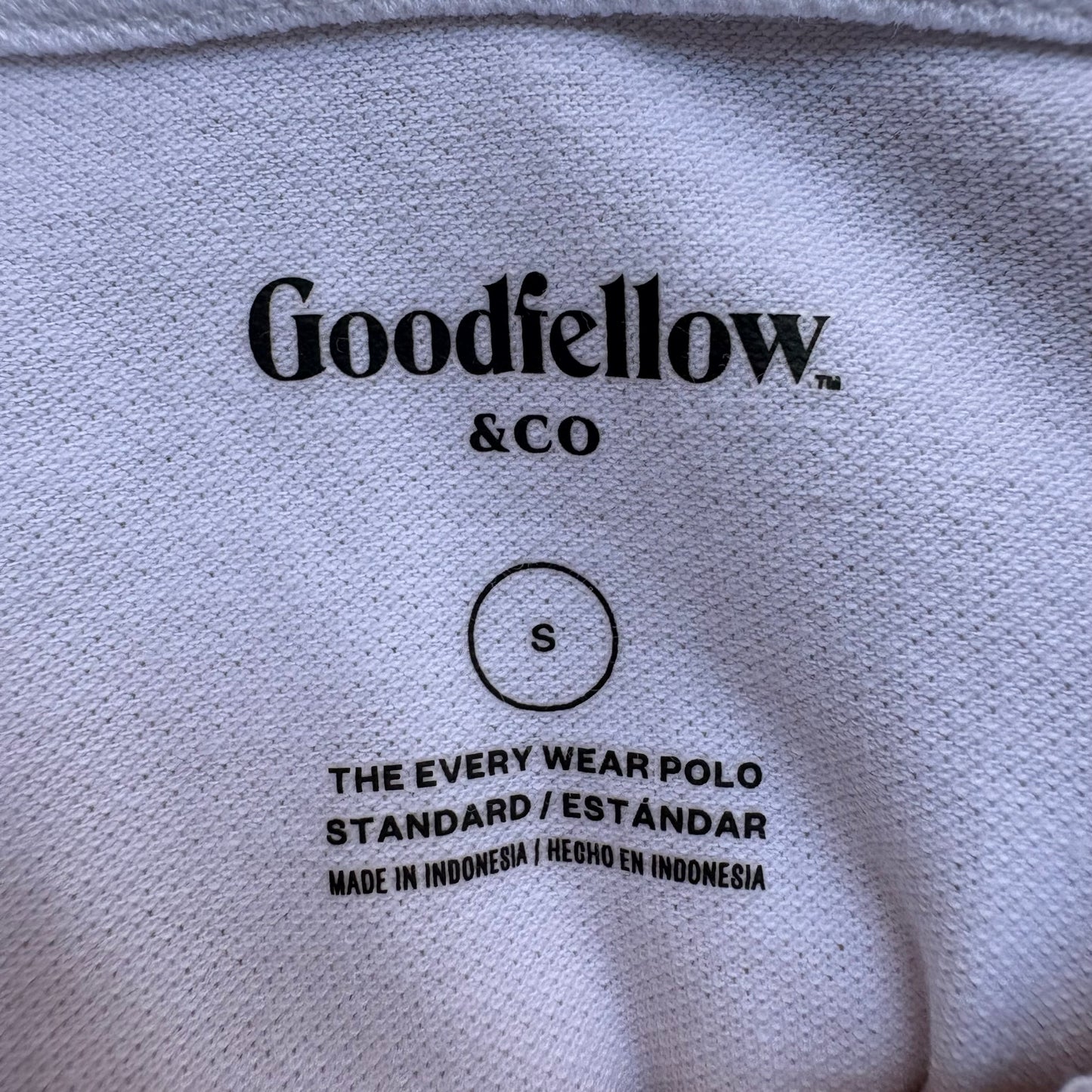Polo Goodfellow & Co Bianca Classica in Cotone Piqué Taglia S
