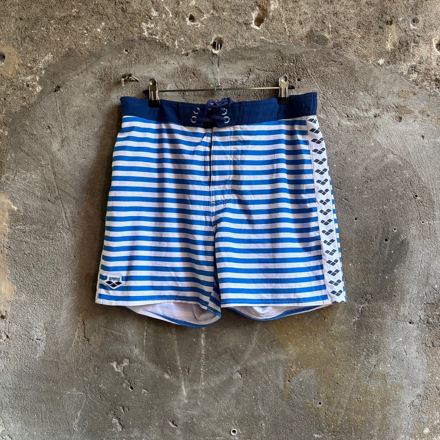 Costume da Bagno Arena Icons Printed Boxer a Righe Bianco Blu M