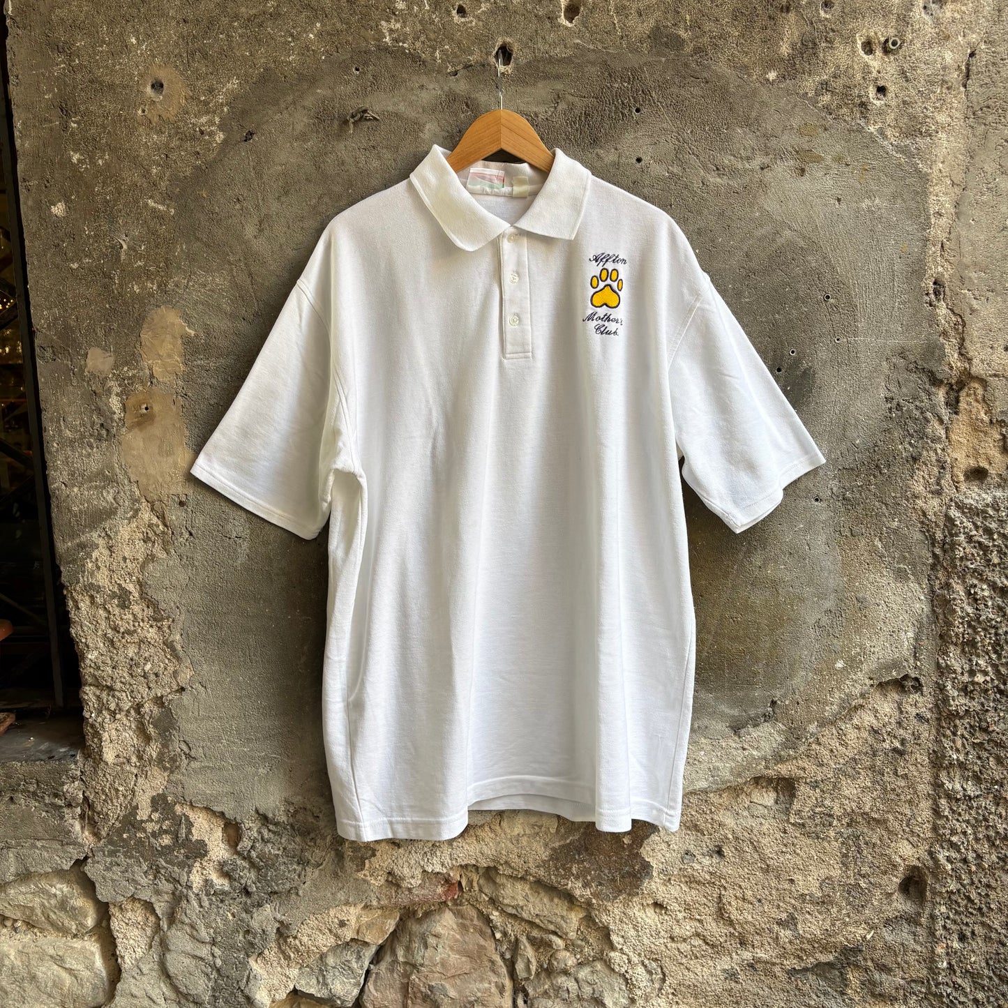 Polo Vintage Mark Twain Bianca Ricamata "Affton Mother's Club" Anni 90