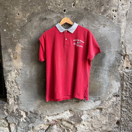 Polo North Sails Rossa Vintage Colletto Grigio Ricamo "West Hamptons"
