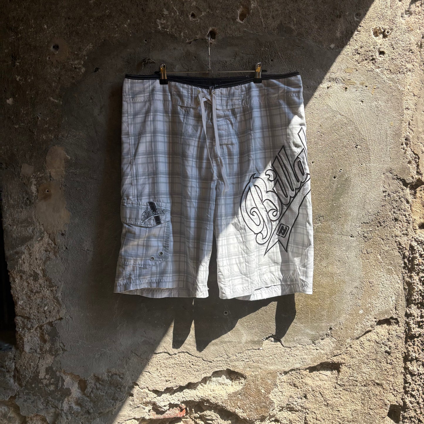Costume Boardshorts Billabong "Supreme" Vintage Bianco a Quadretti Big Logo Anni 2000