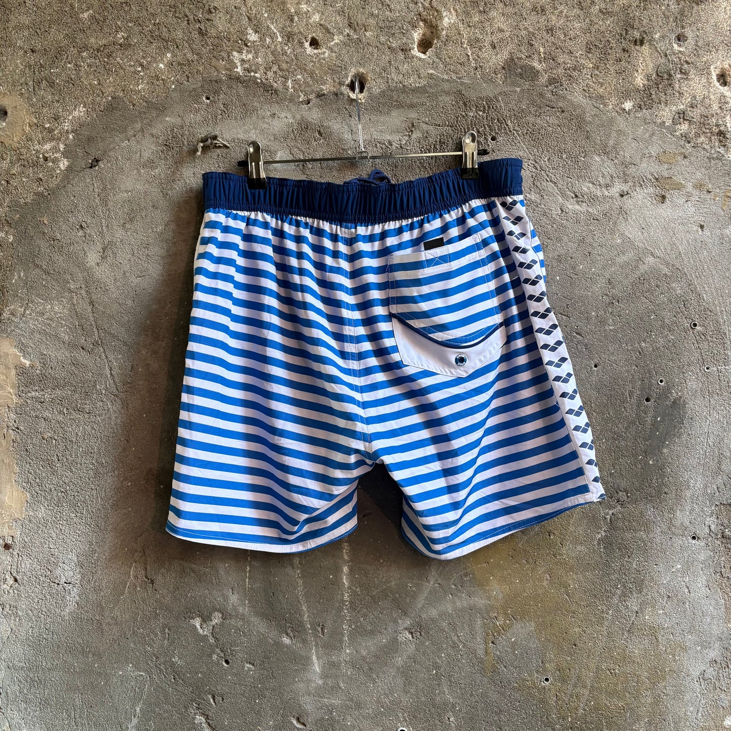 Costume da Bagno Arena Icons Printed Boxer a Righe Bianco Blu M