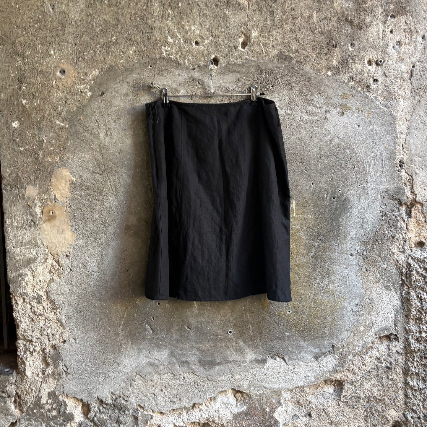 Zero Gonna Svasata Nera Vintage Misto Lino Anni 90-2000