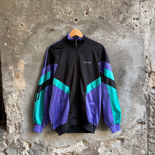 Giacca Tuta Adidas Vintage Colorblock Nero Viola e Verde Teal Anni 90