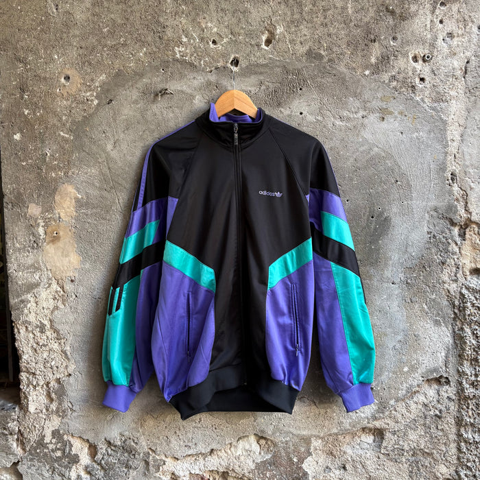 Giacca Tuta Adidas Vintage Colorblock Nero Viola e Verde Teal Anni 90