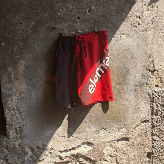 Costume Boardshorts Element Vintage Bicolore Nero e Rosso Big Logo Anni 2000
