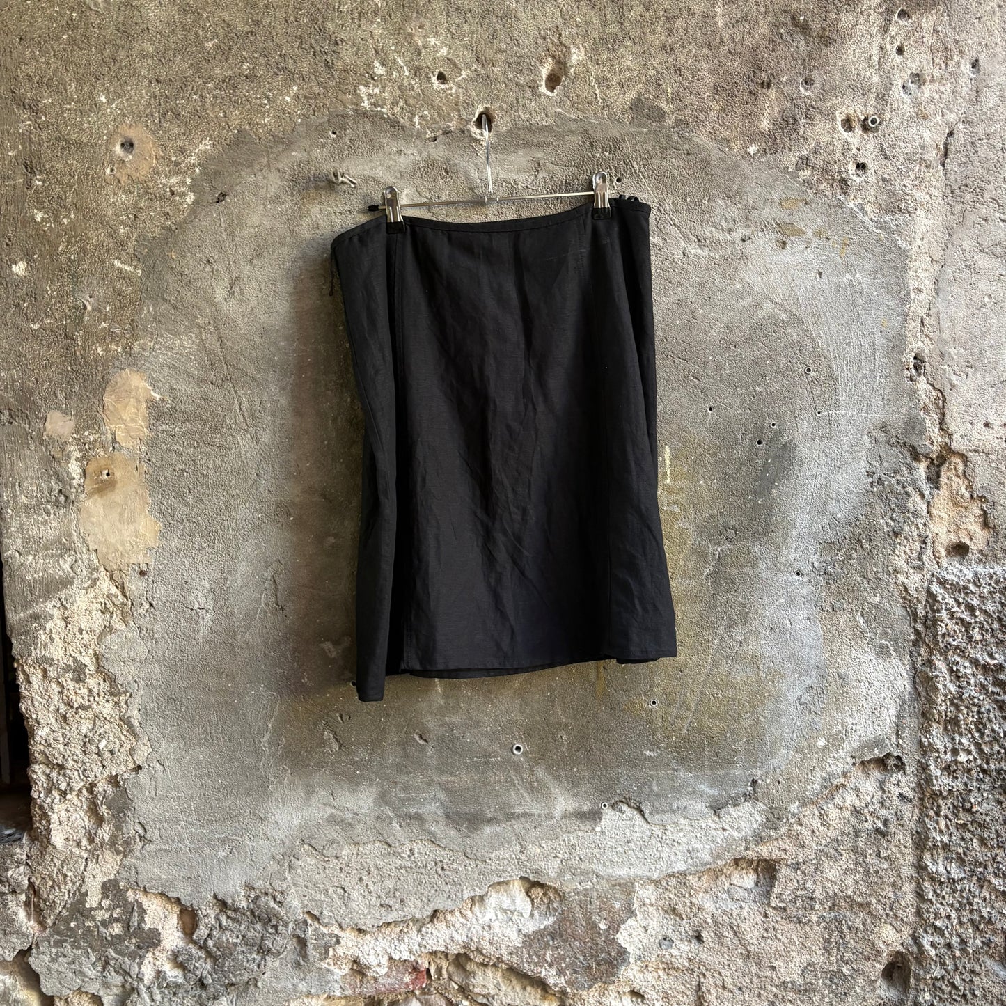 Zero Gonna Svasata Nera Vintage Misto Lino Anni 90-2000