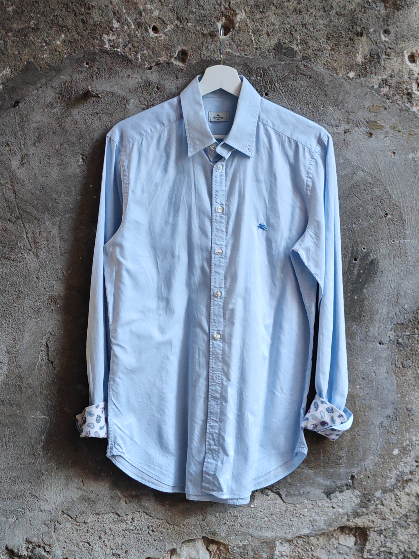 Camicia Etro Milano Azzurra Uomo Taglia 40 Made in Italy