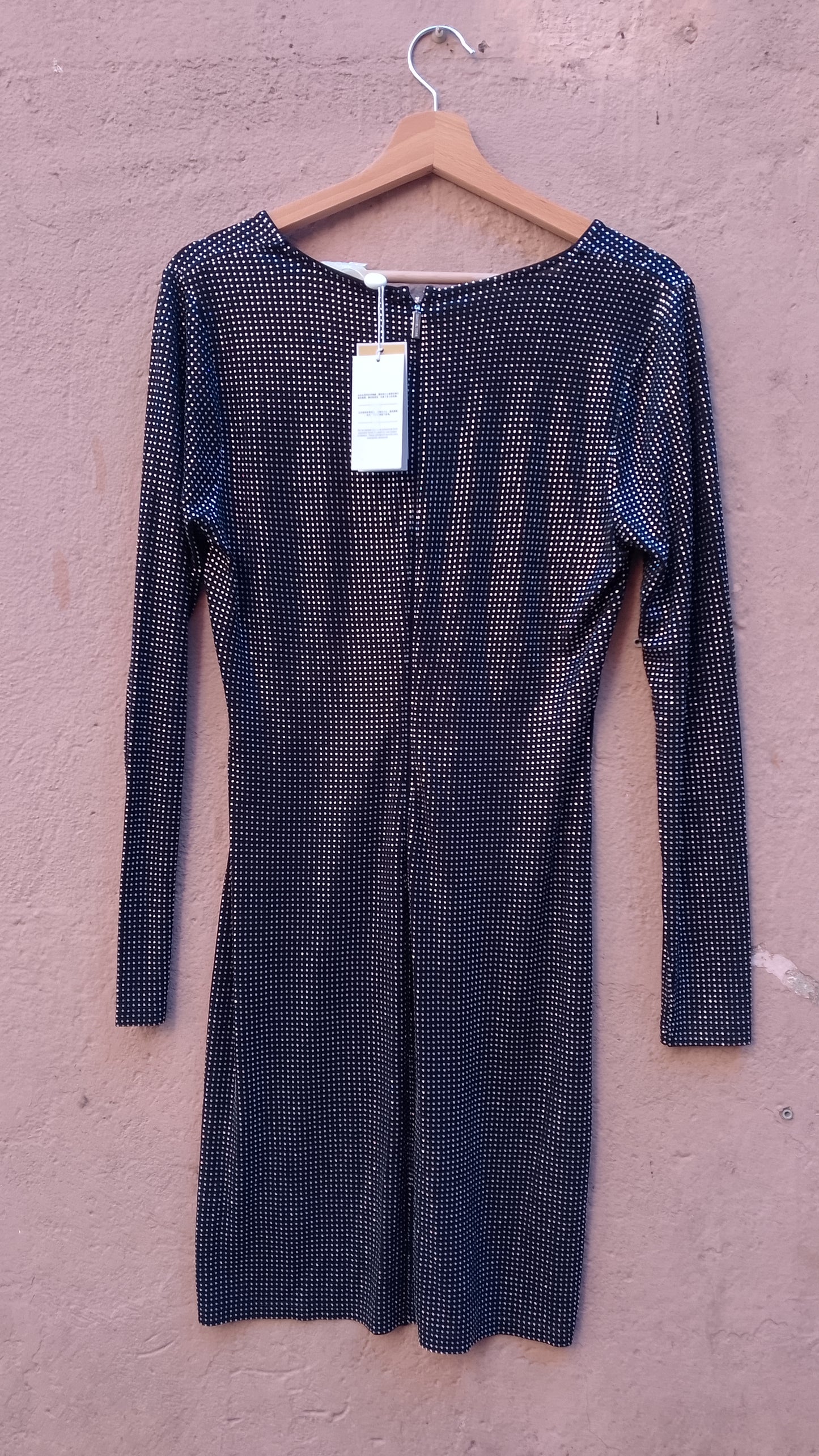 Abito a Tubino Michael Michael Kors Nero con Strass All-Over e Scollo a V