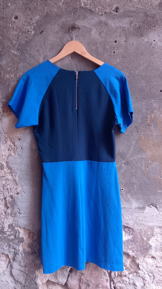 Vestito Tommy Hilfiger da Donna Color Block Blu Elettrico e Blu Notte - Taglia M