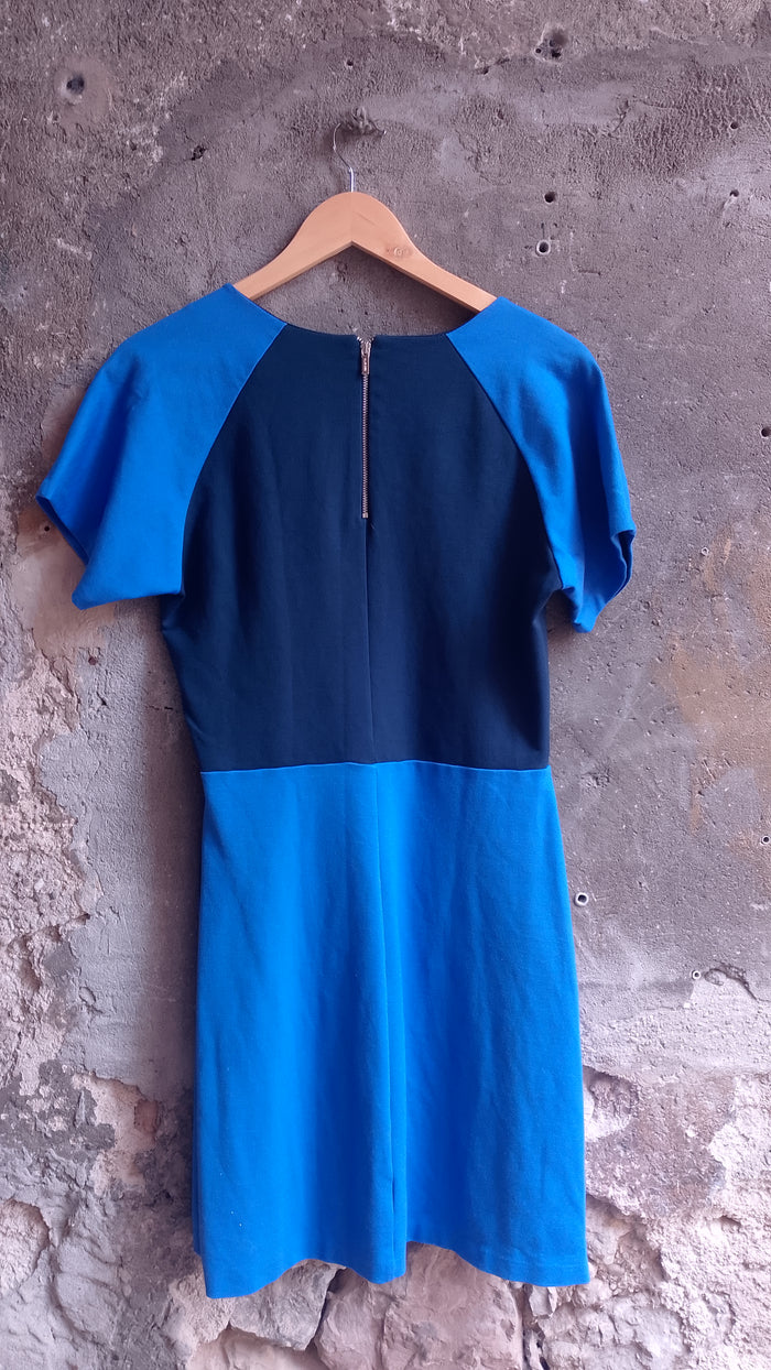 Vestito Tommy Hilfiger da Donna Color Block Blu Elettrico e Blu Notte - Taglia M