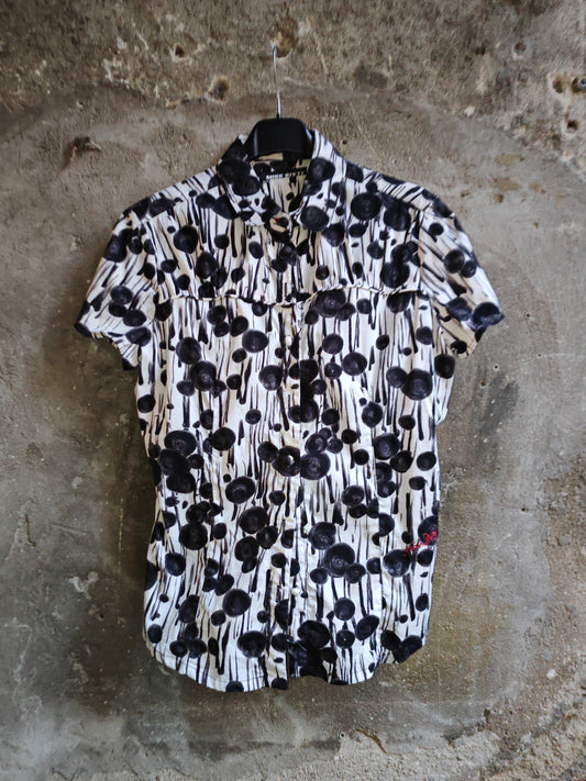 Camicia Vintage Miss Sixty Fantasia Optical Bianco Nero Donna Y2K