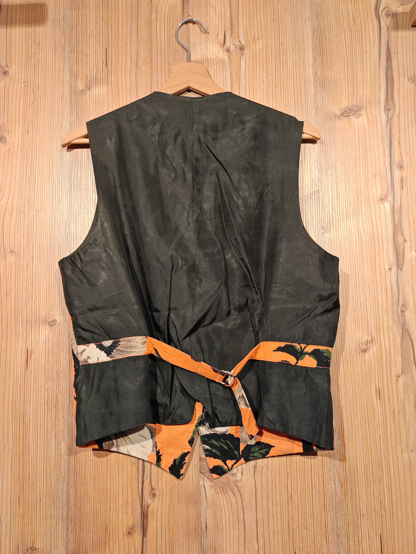 Gilet Donna Vintage Floreale Arancione Anni 90 Made in Italy