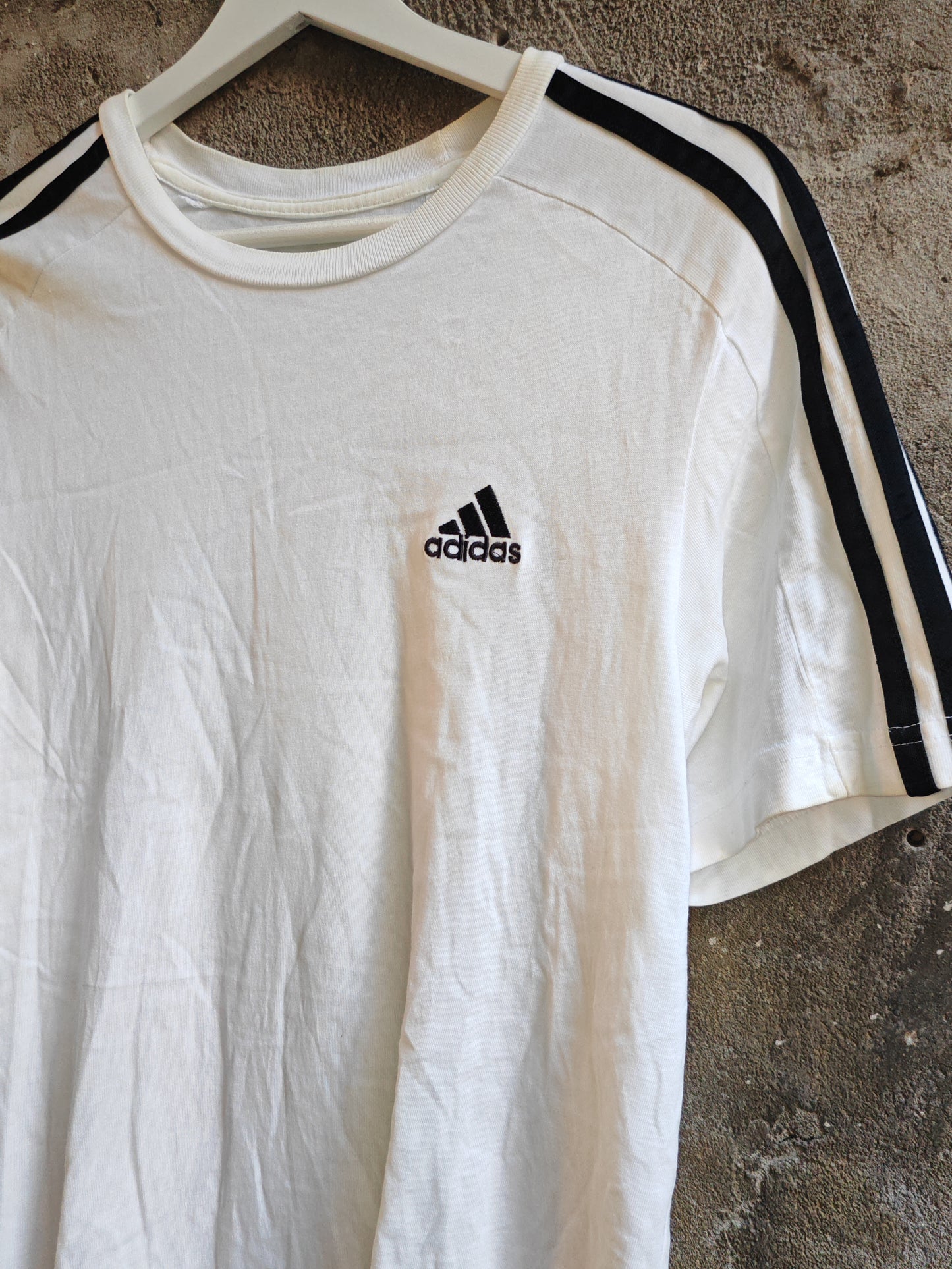 T-Shirt Adidas Bianca Three Stripes Uomo Vintage