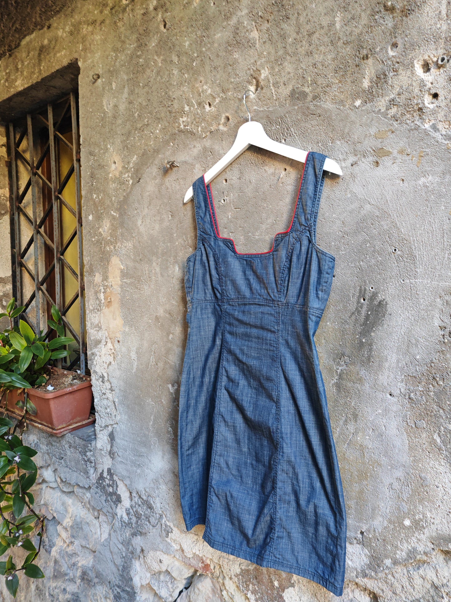 Abito Frankie Morello Milano in denim blu con zip frontale