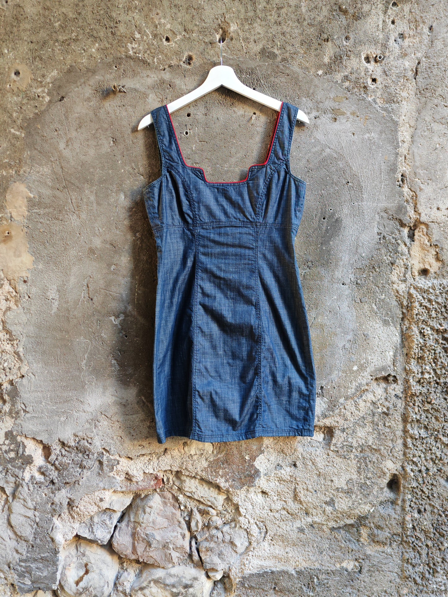 Abito Frankie Morello Milano in denim blu con zip frontale