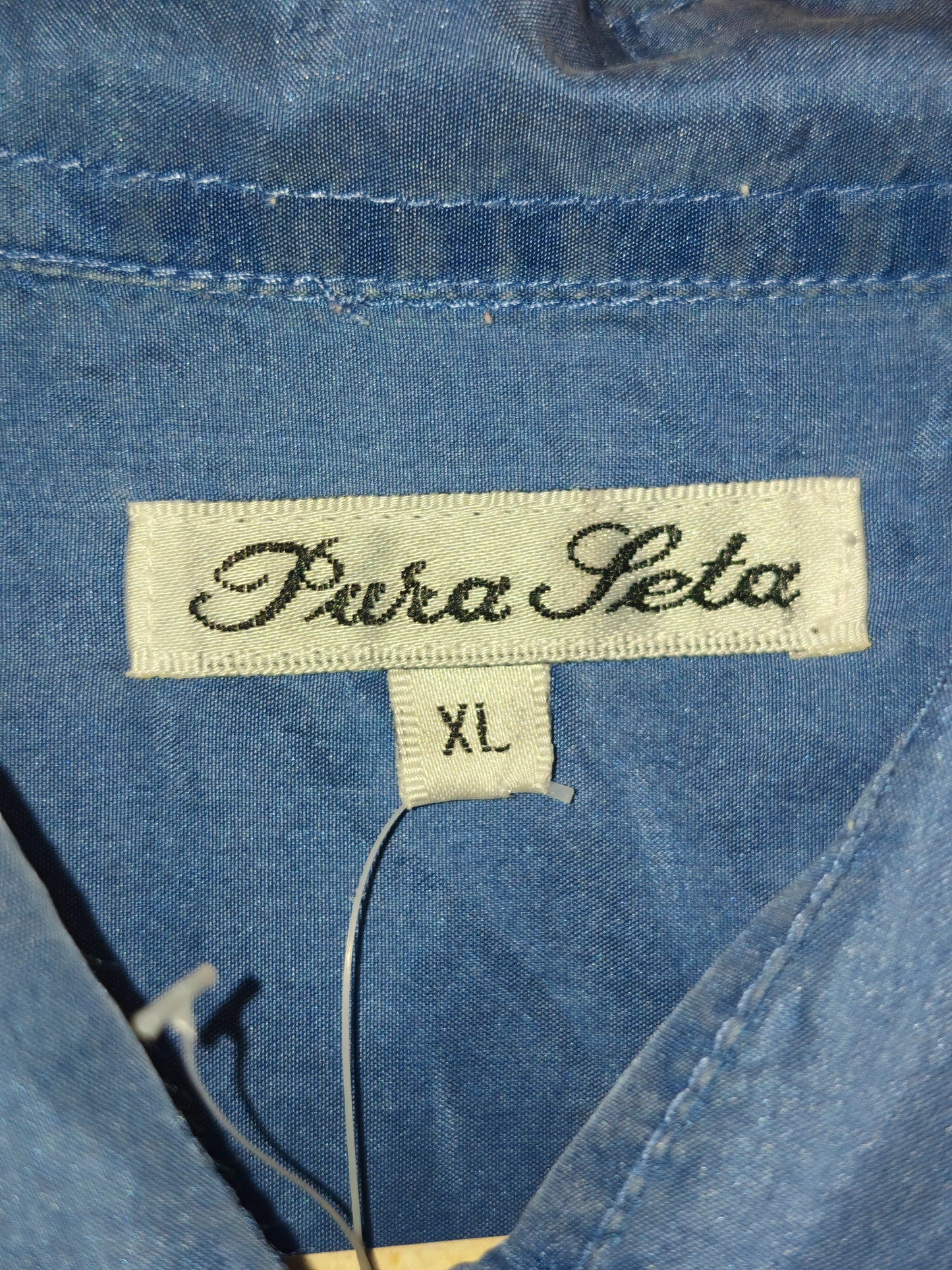 Camicia Vintage Pura Seta Blu Uomo Taglia XL Anni '90