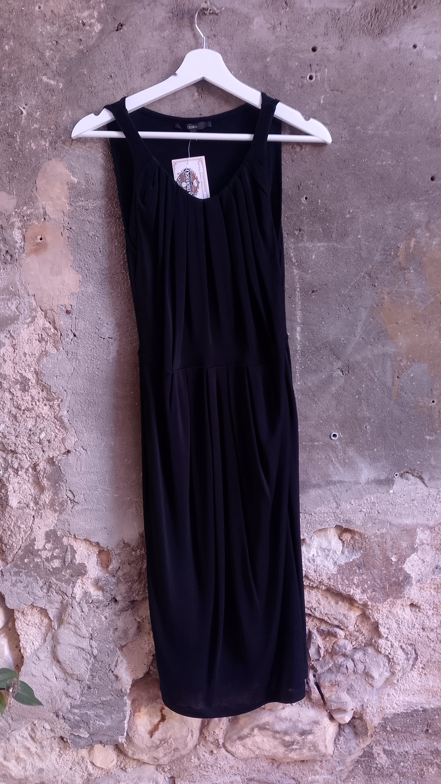 Abito Tubino Nero Celyn B. Elisabetta Franchi Vintage Plissettato senza Maniche