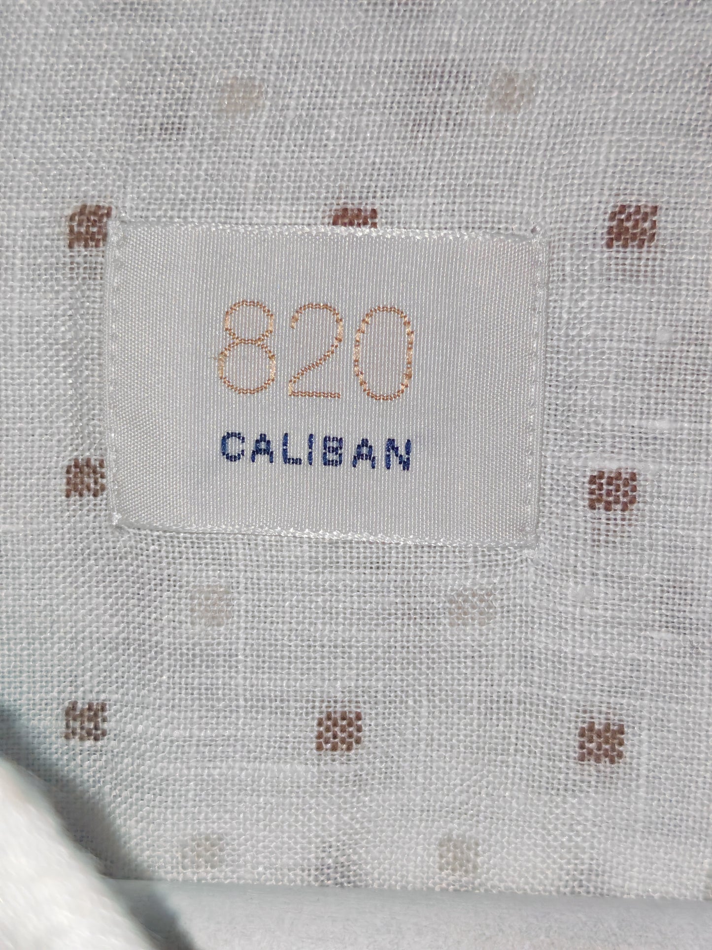 Camicia Caliban Uomo Bianca Micro Fantasia Vintage Taglia XL Made in Italy