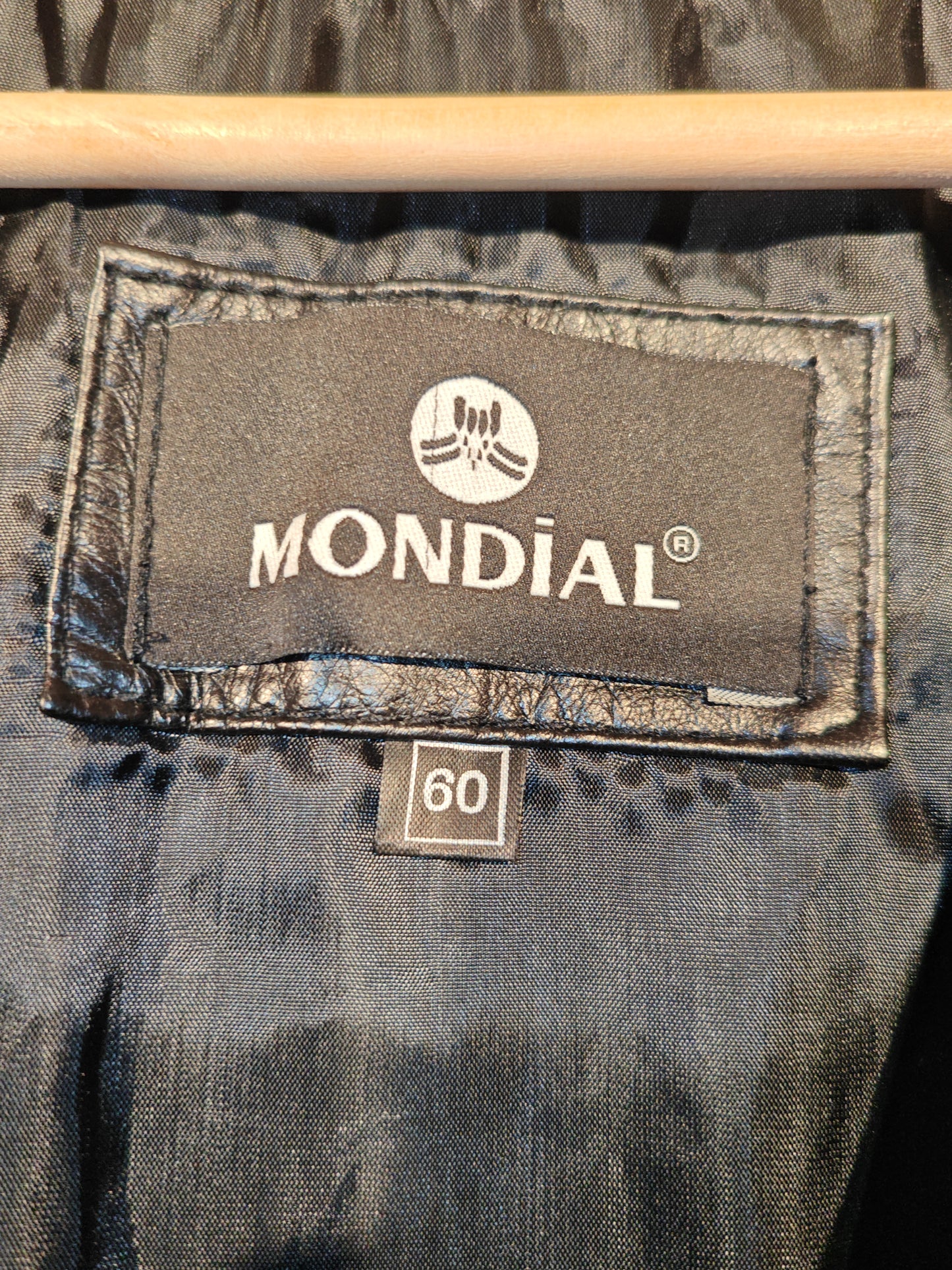 Gilet Uomo in Vera Pelle Nera Mondial Vintage Taglia 60 Biker Classic
