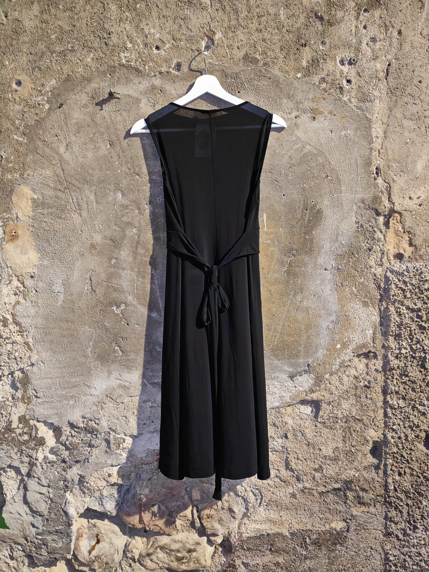Abito Marella Nero Elegante Donna Drappeggiato Midi