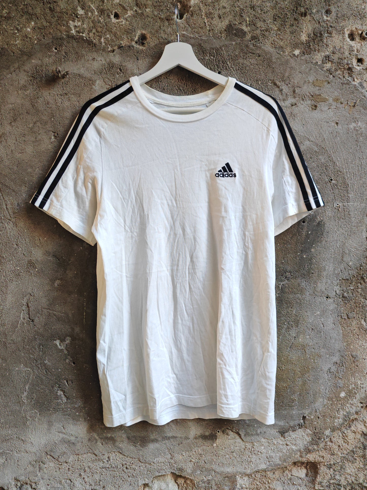 T-Shirt Adidas Bianca Three Stripes Uomo Vintage