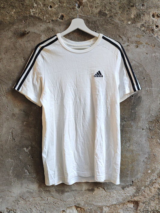T-Shirt Adidas Bianca Three Stripes Uomo Vintage