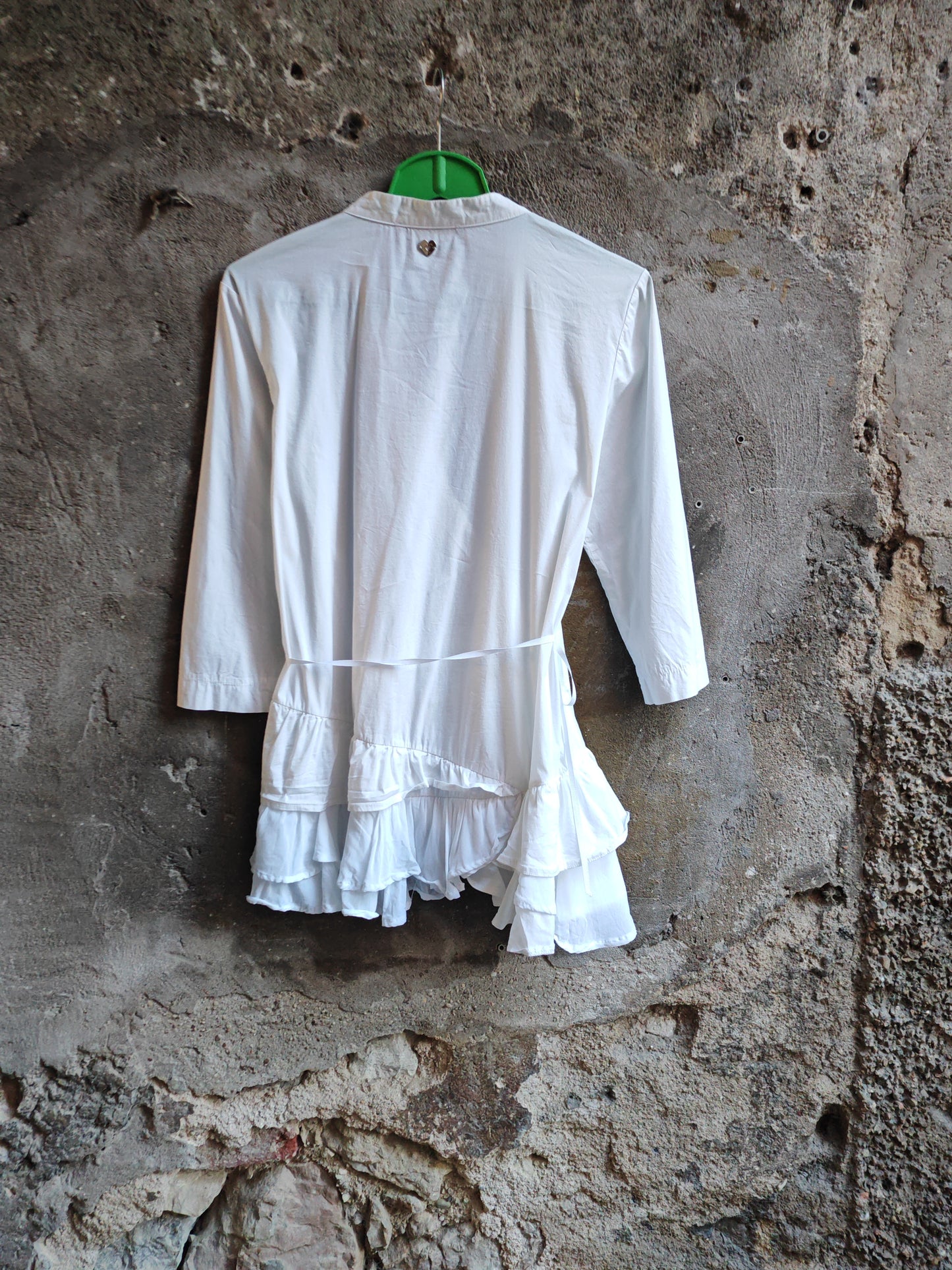 Blusa Twin-Set Simona Barbieri Bianca Asimmetrica con Volant Donna