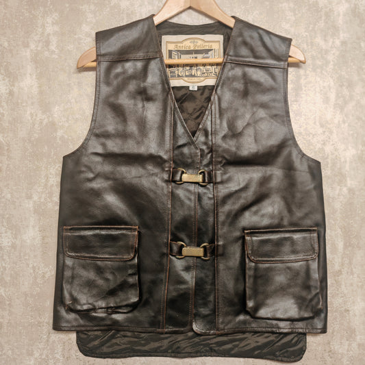 Gilet Vintage in Vera Pelle Antica Pelleria Made in Italy – Taglia S