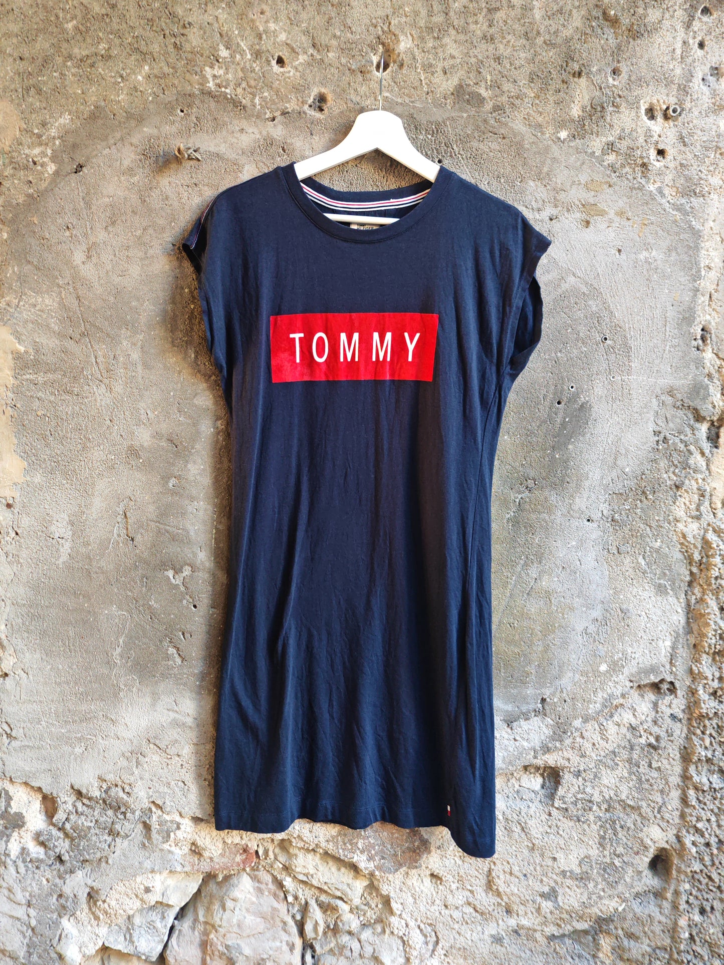 Tommy Hilfiger Denim Vestito T-Shirt Blu Navy Logo TOMMY