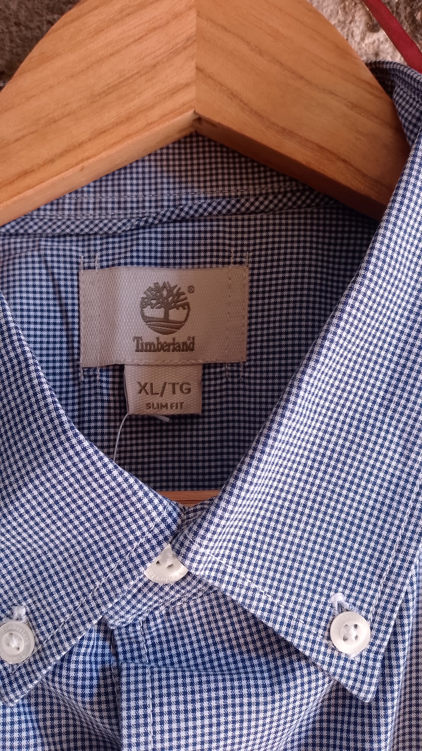 Camicia Uomo Mezza Manica Quadretti Blu Timberland Slim Fit Taglia XL - Vintage Ottimo Stato