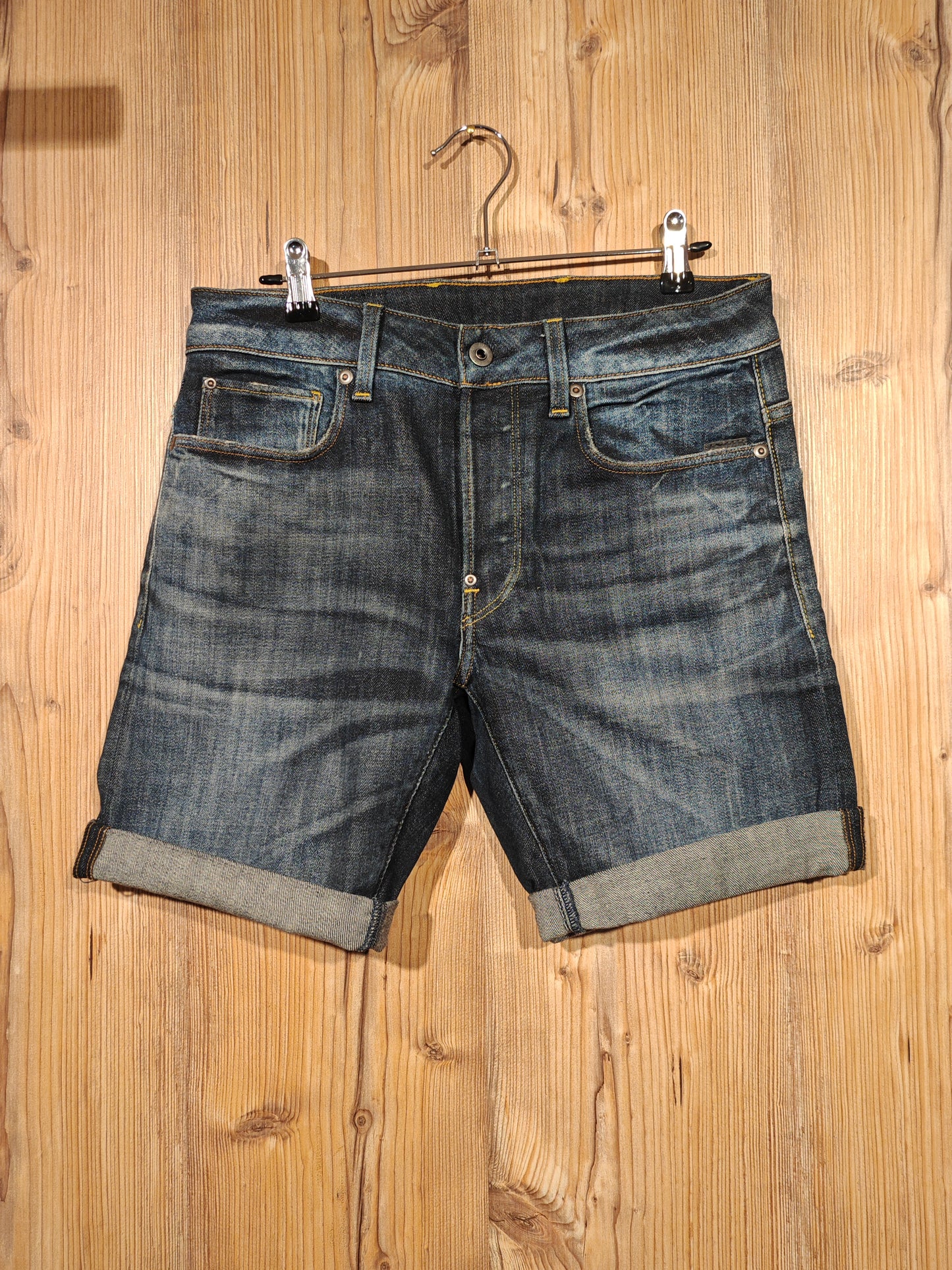 Bermuda G-Star RAW Denim Scuro Uomo Vintage Taglia 34