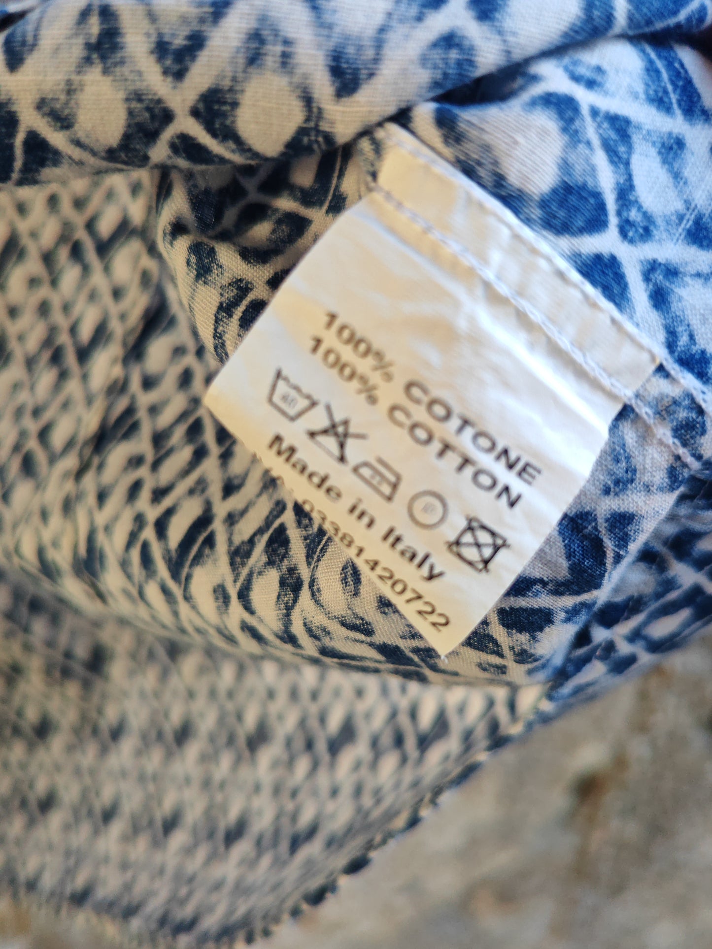 Camicia T Brand Fantasia Geometrica Blu e Bianca Made in Italy