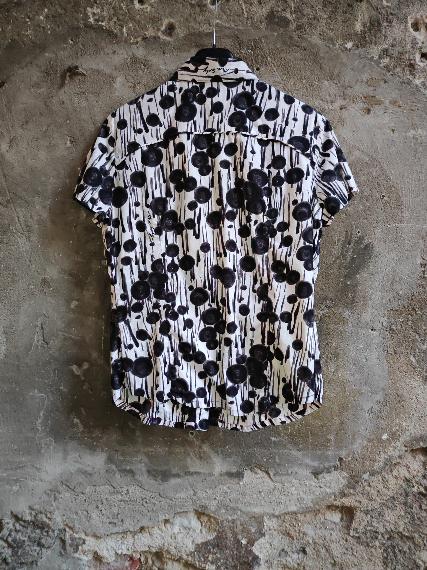 Camicia Vintage Miss Sixty Fantasia Optical Bianco Nero Donna Y2K