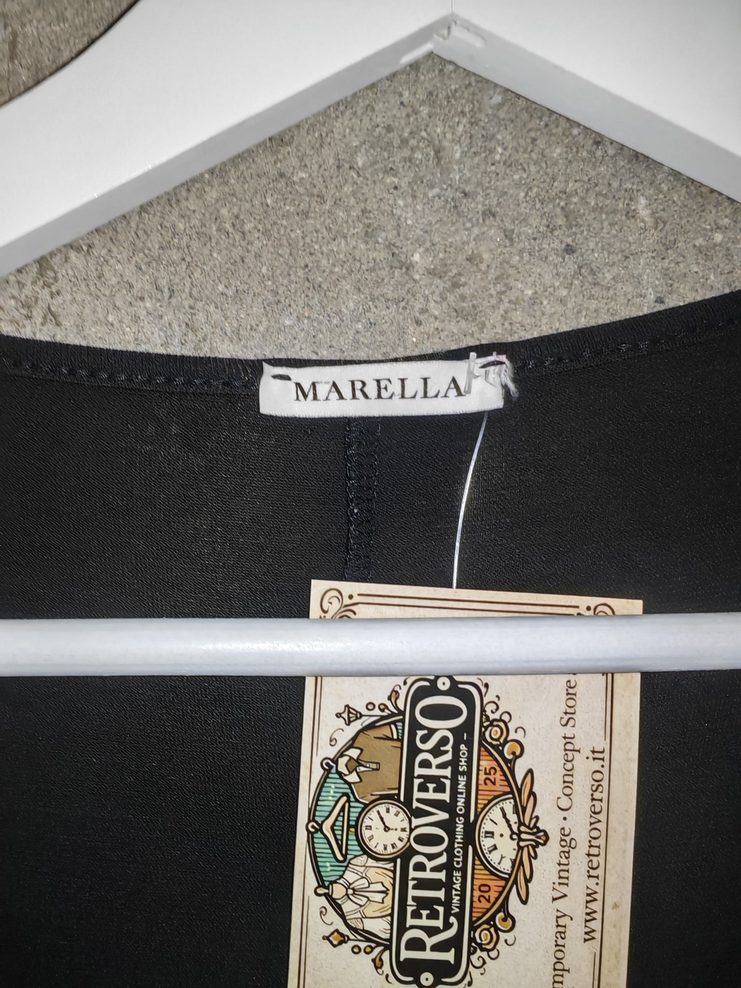 Abito Marella Nero Elegante Donna Drappeggiato Midi