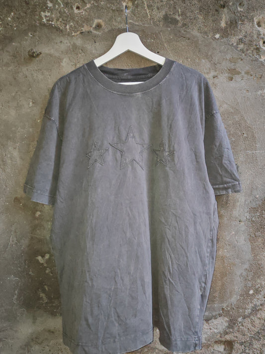 T-Shirt Hollister Grigia ad Effetto Lavato con Stelle - Heavyweight Boxy Fit