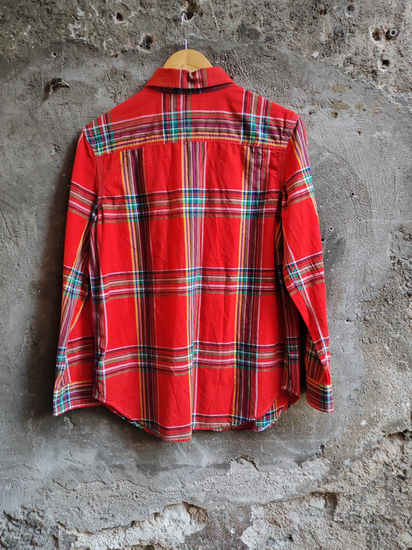 Camicia Polo Ralph Lauren Donna Quadri Rossi Vintage Taglia L 14-16