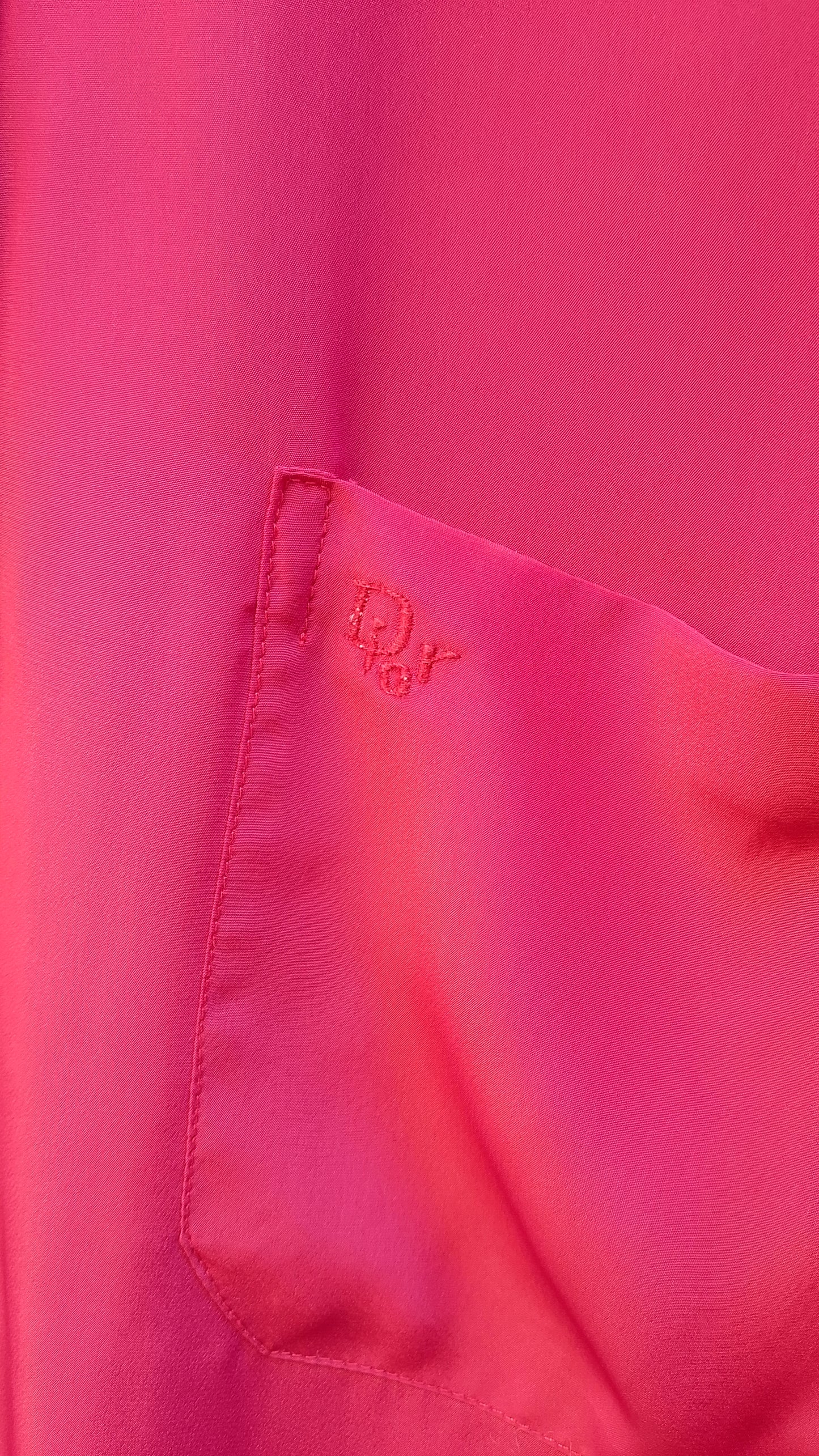 Camicia Fucsia Christian Dior Vintage in Pura Seta con Logo Ricamato e Taschino