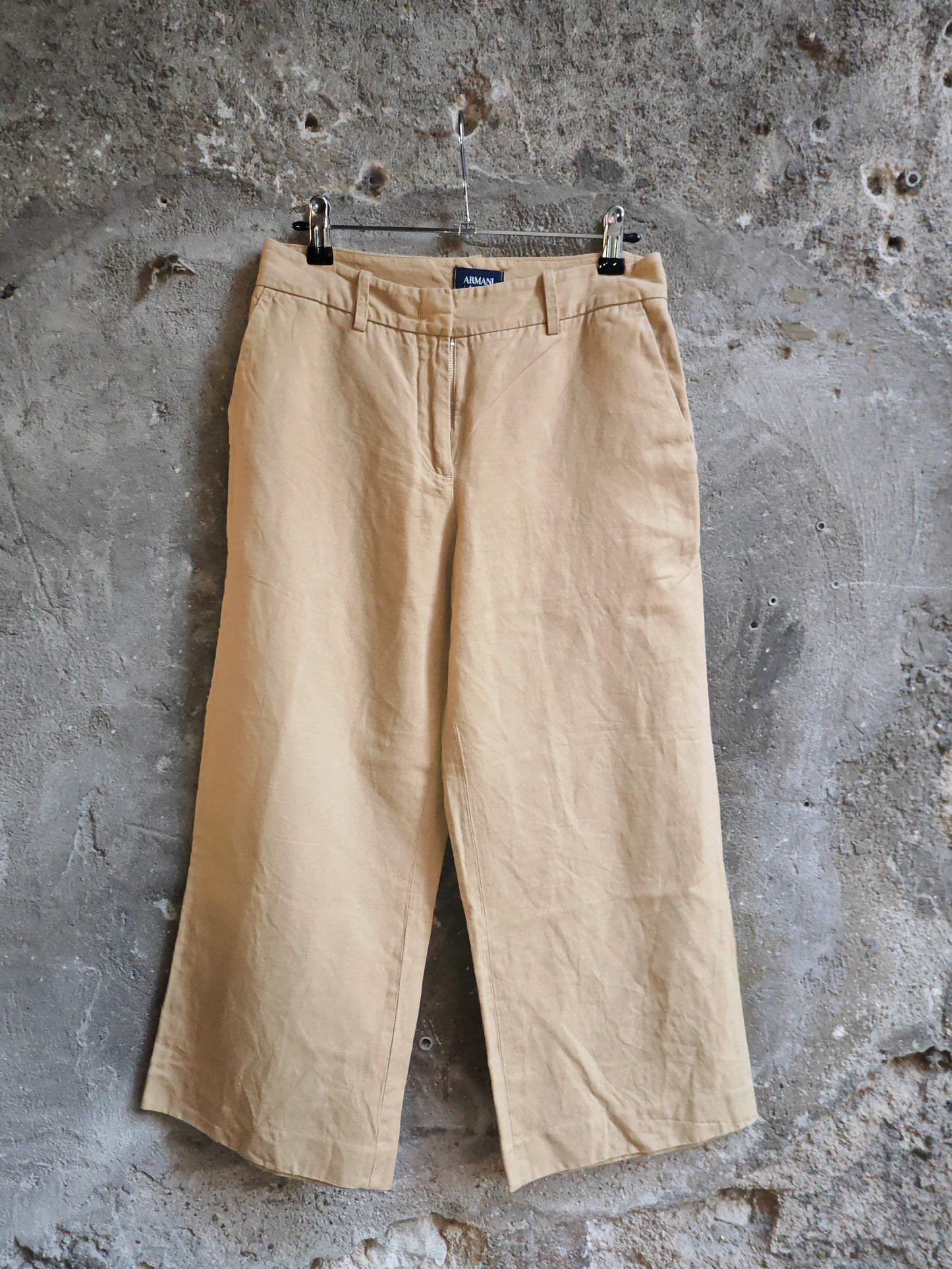 Pantalone Culotte Armani Jeans Vintage Beige Donna Wide Leg