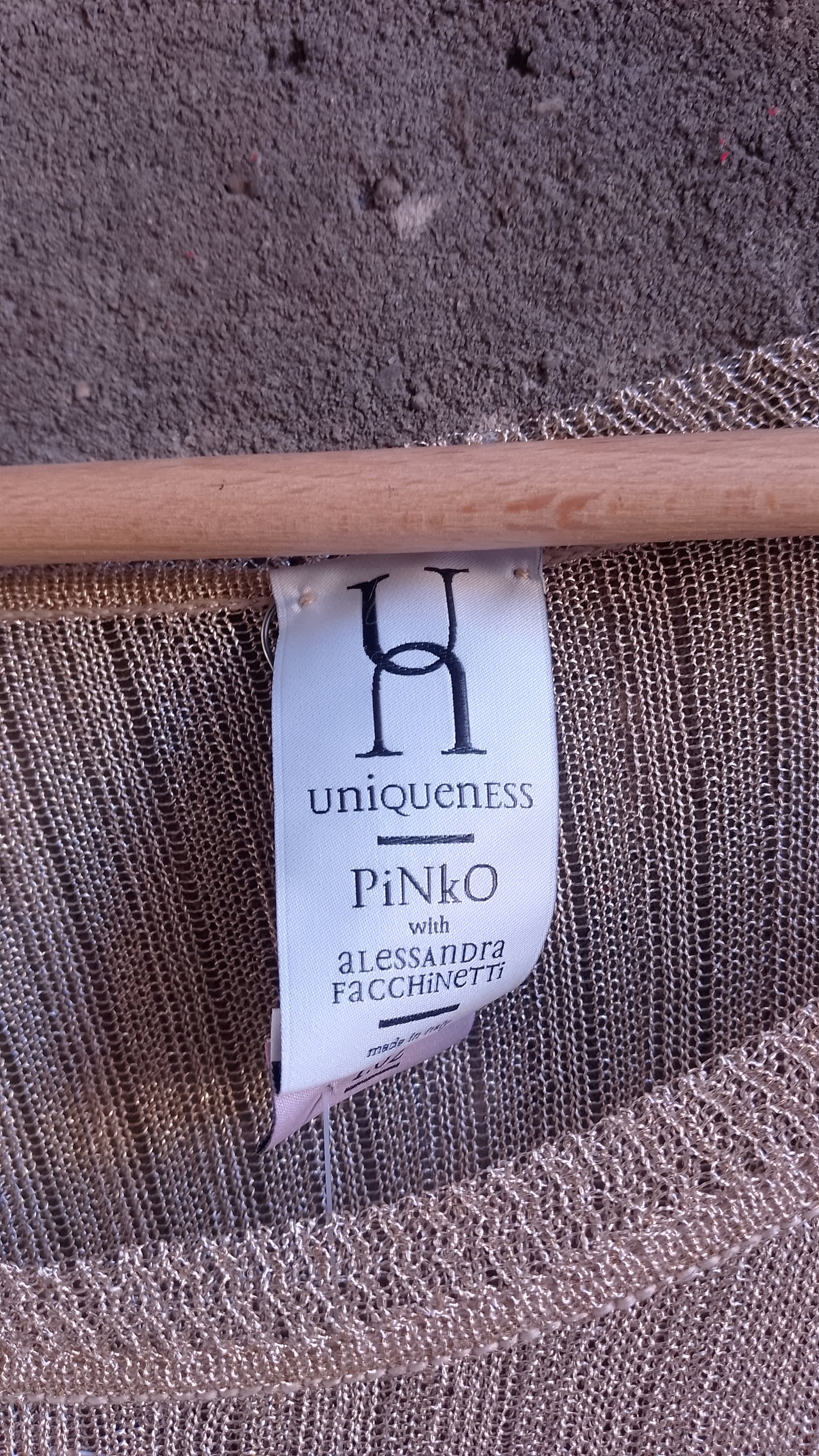 Abito in Maglia Lurex Oro Pinko Uniqueness Alessandra Facchinetti Vintage Plissettato