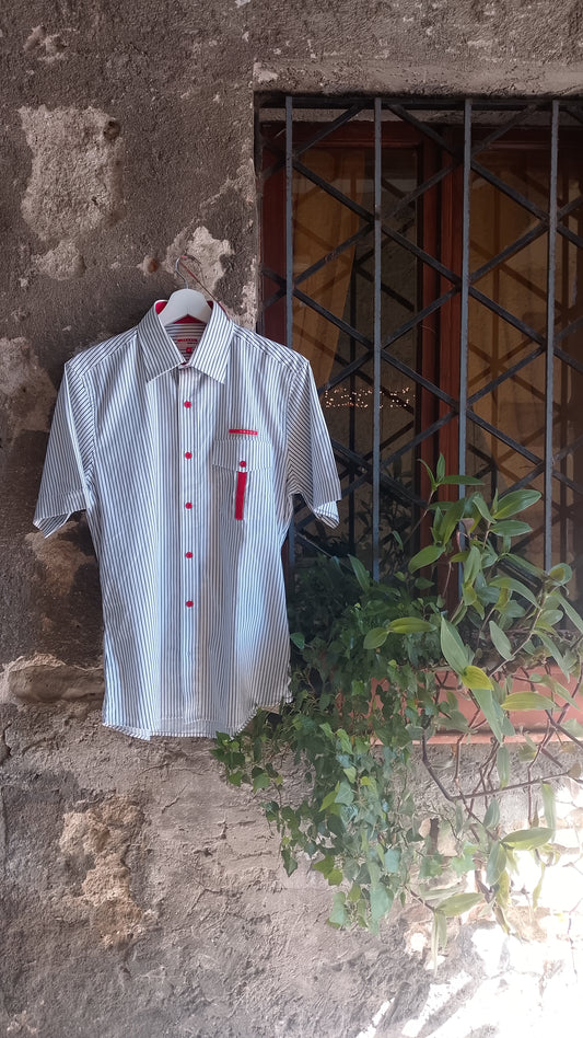 Camicia Uomo Manica Corta Righe Prada Sport Linea Rossa Taglia S - Vintage Archivio Ottimo Stato